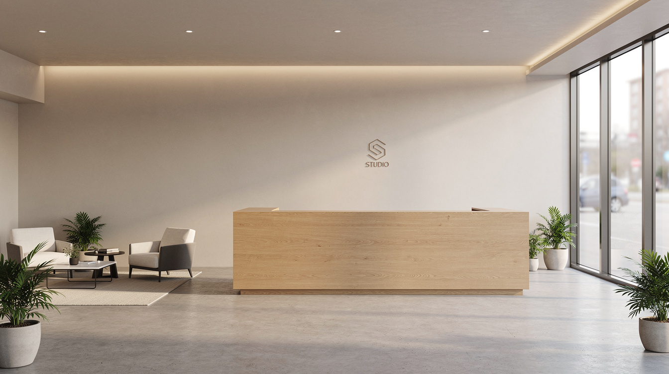 Modern studio building reception entrance